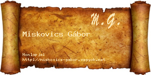 Miskovics Gábor névjegykártya
